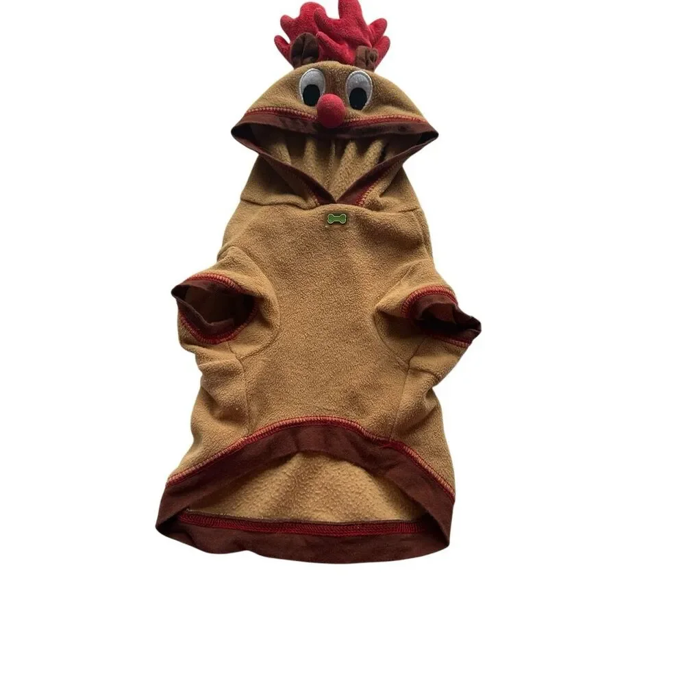 Wag-A-Tude Petco Christmas Deer Brown Red Shirt Size XS